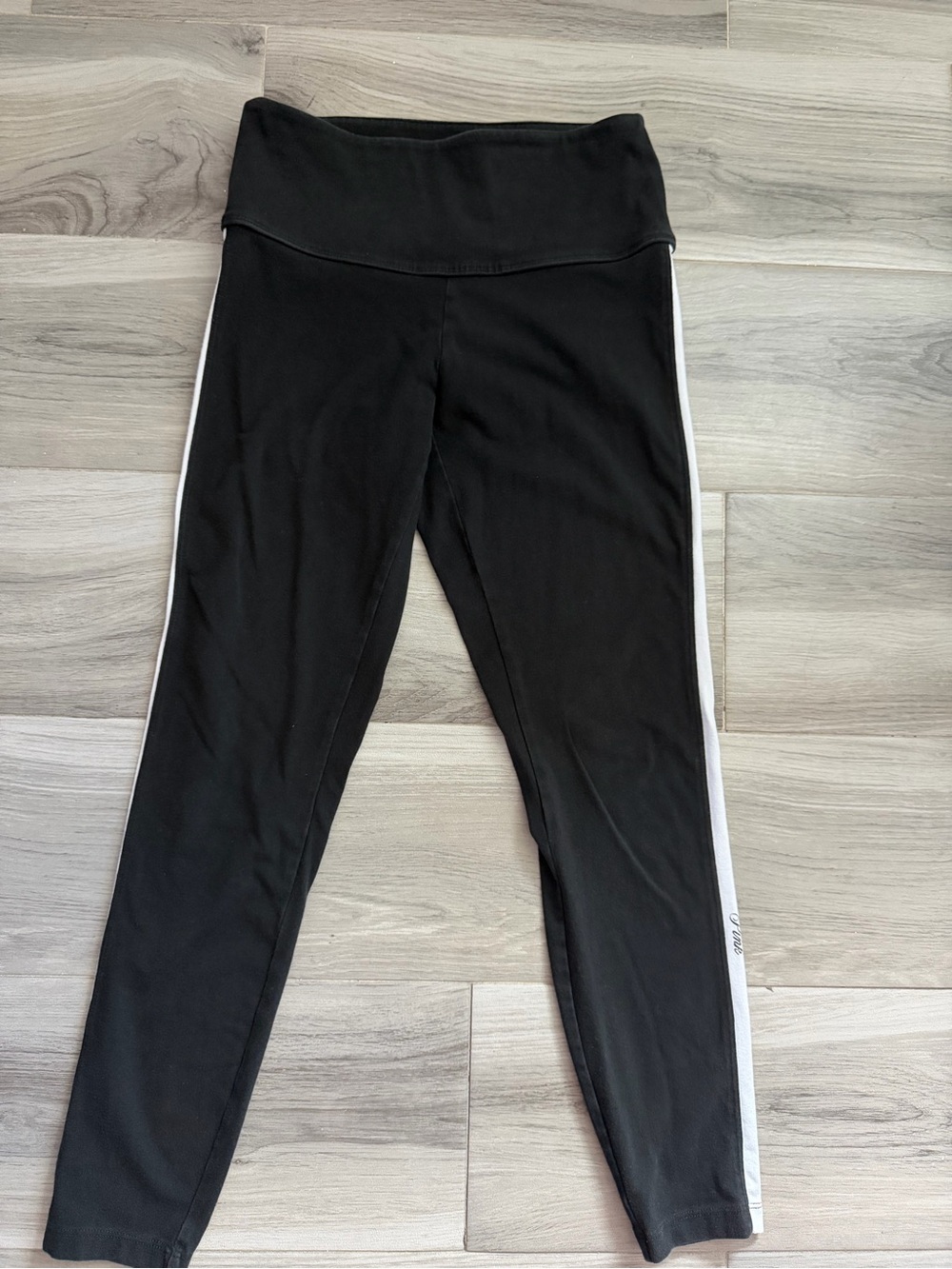 Victoria's Secret Black Leggings with White Side Stripe
